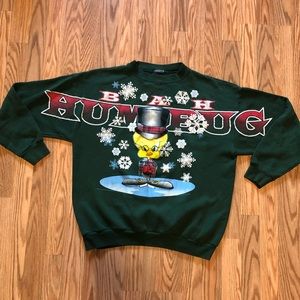 Vintage 1996 looney tunes tweety bird bag humbug ugly Christmas sweater xmas taz